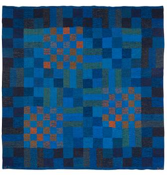914. RUG. Flat weave. 200 x 199,5 cm. Signed KJ KH (Karin Jönsson, Klockargårdens Hemslöjd). Sweden 1960s.