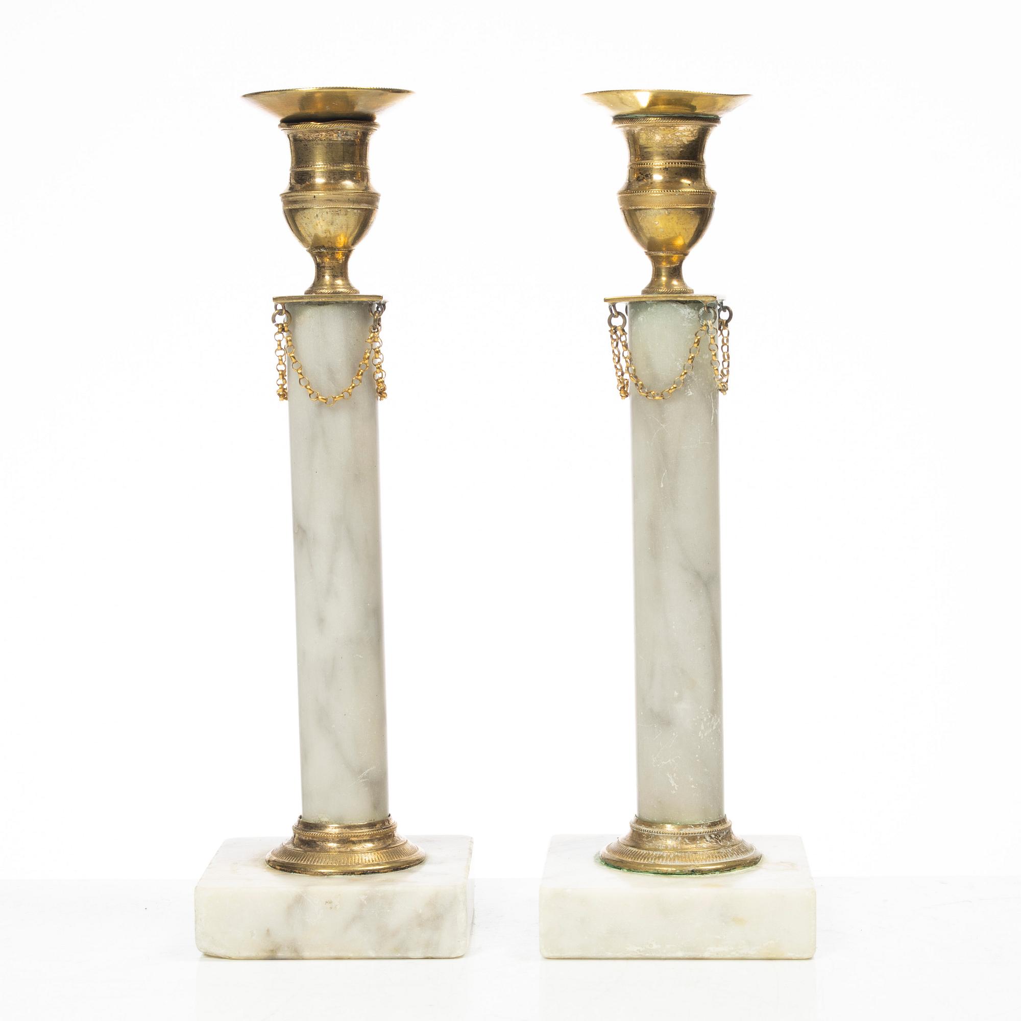 A pair of candelabra, late Gustavian, circa 1800.
