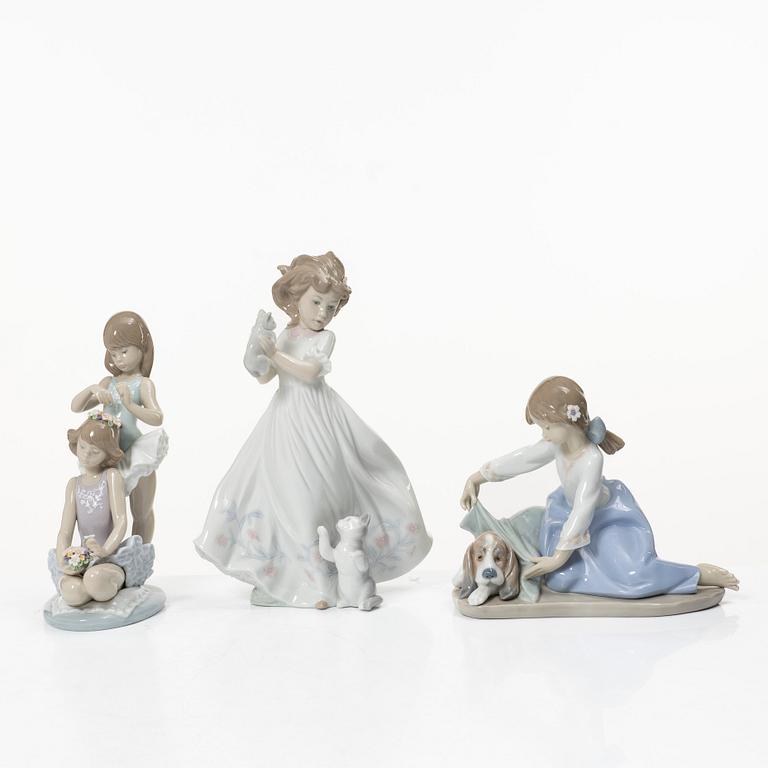 Lladró, figurines, 6 pcs, including "Dog's best friend," "Bedtime story," and "Waiting for the bell," Spain.