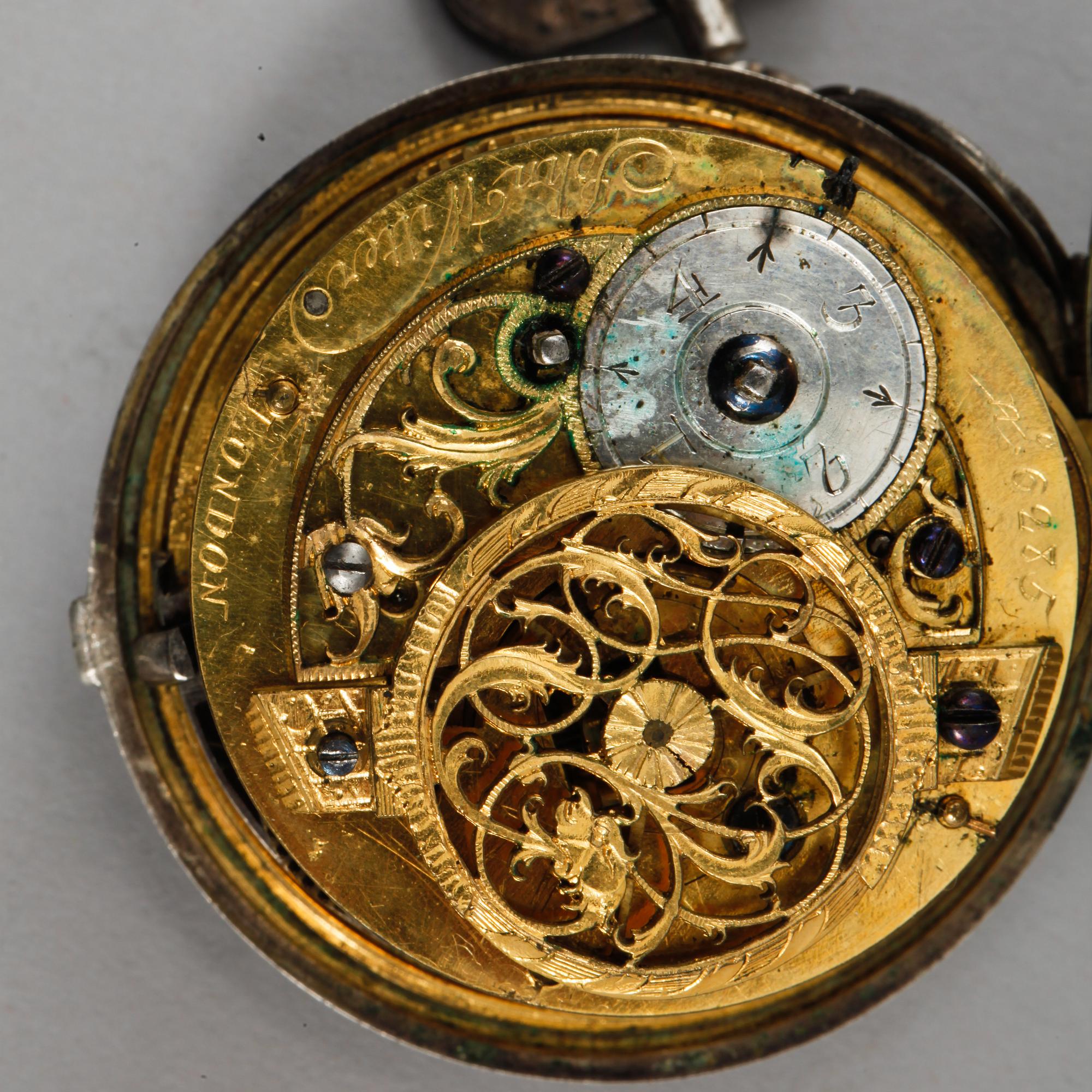 FICKUR, silver, John Wilter, London, 1700-tals mitt/andra hälft.