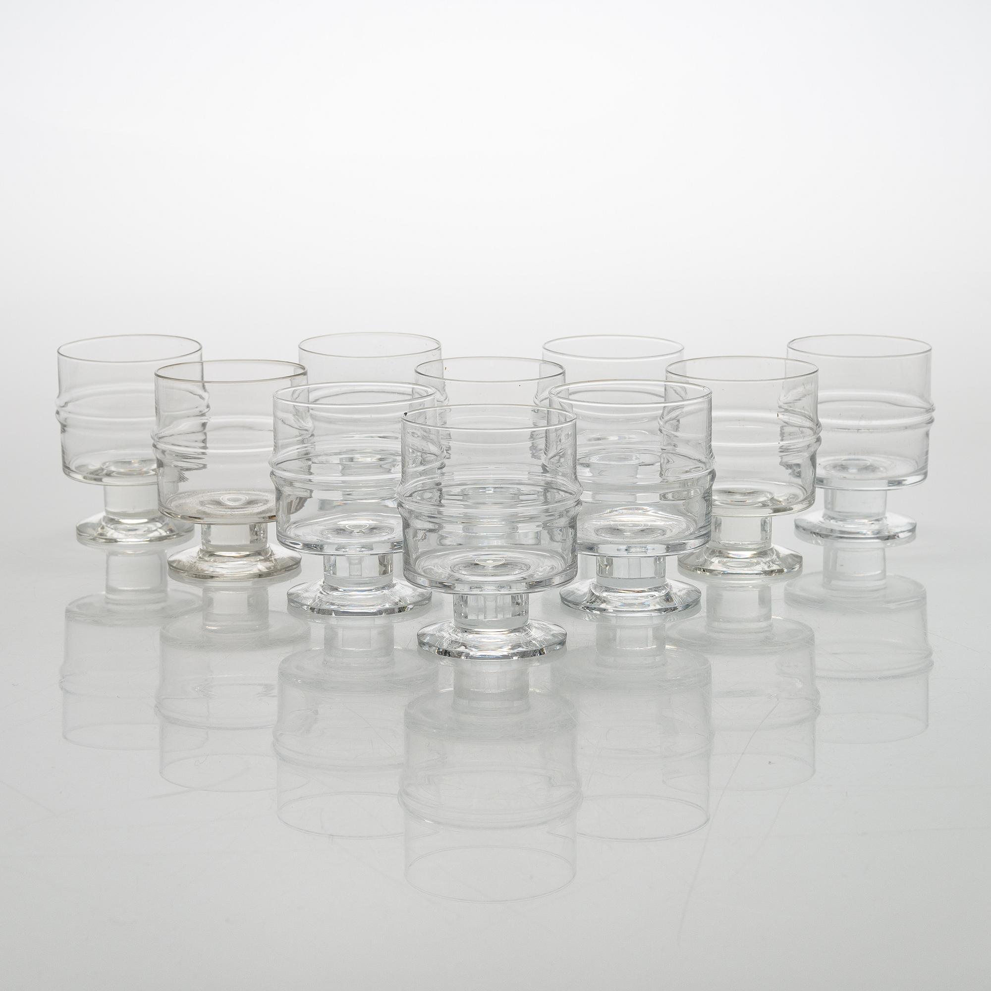 Timo Sarpaneva, set of 54 'Ripple' 2054 glasses for Iittala.