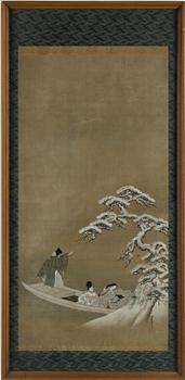 MÅLNING, okänd konstär, akvarell och tuch. Japan, omkring 1800.