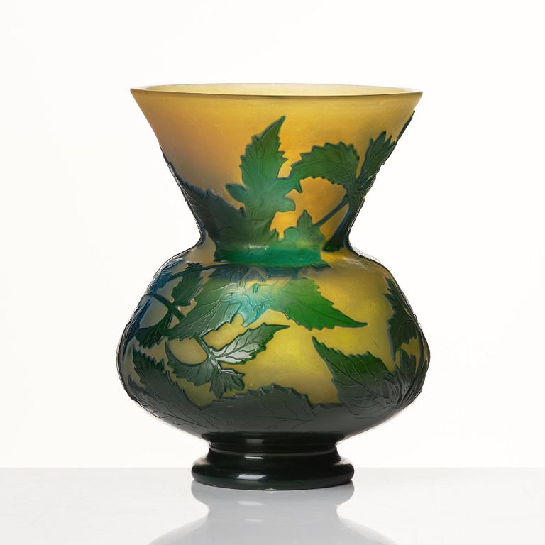 Emile Gallé, an Art Nouveau cameo glass vase, Nancy, France, ca 1900.