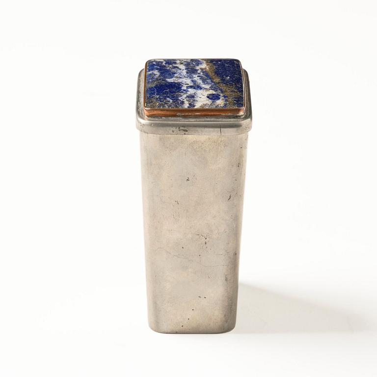 Firma Svenskt Tenn, a lapis lazuli lidded pewter jar, Stockholm, 1930.