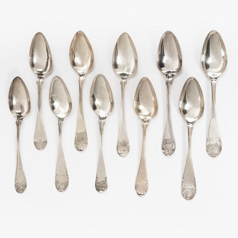 Matskedar, 10 st, silver, Sverige 1810-1859.