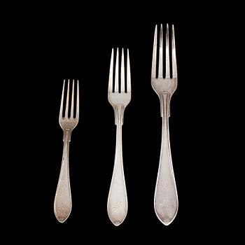 GAFFLAR, 14 st, silver, mestadels GAB, Stockholm, 1920-tal. Vikt 625 g.