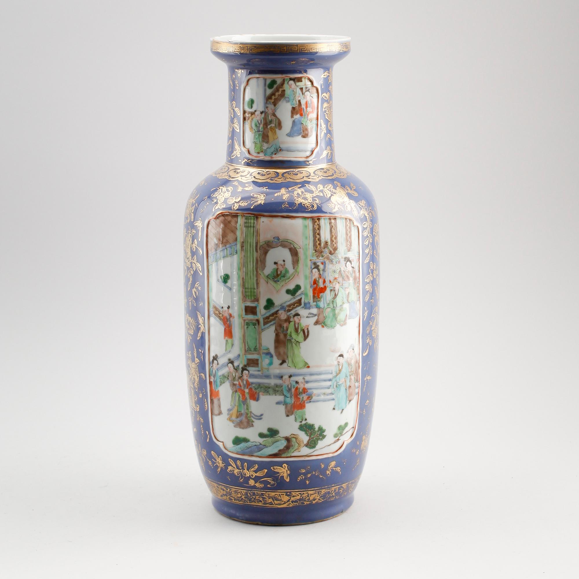 VAS,  porslin. Sen Qingdynasti (1644-1912).