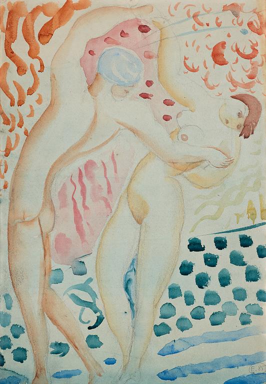 Isaac Grünewald, ISAAC GRÜNEWALD, Watercolor, Inscribed with no E85 from the estate of Isaac Grünewald 1946.