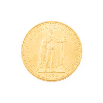 Gold coin, Hungary, 20 Korona, 1892.