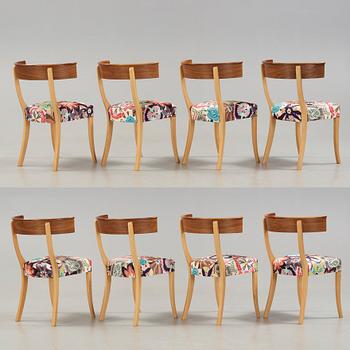 Josef Frank, A set of eight walnut and beech chairs, Svenskt Tenn, model 300.