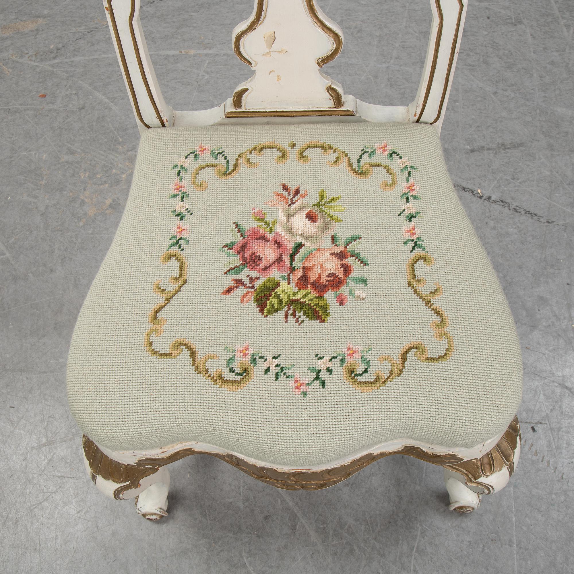 Two Swedish Rococo chairs, second half of the 18th century.