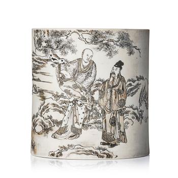 A bisquit brush pot, presumably late Qing dynasty/Republic.