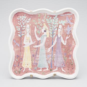 BIRGER KAIPIAINEN, A CERAMIC DISH. Paradise girls. Signed Kaipiainen, 1944 Arabia.