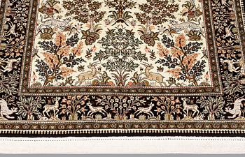 A carpet, Figural Silk Qum, ca 163 x 105 cm.