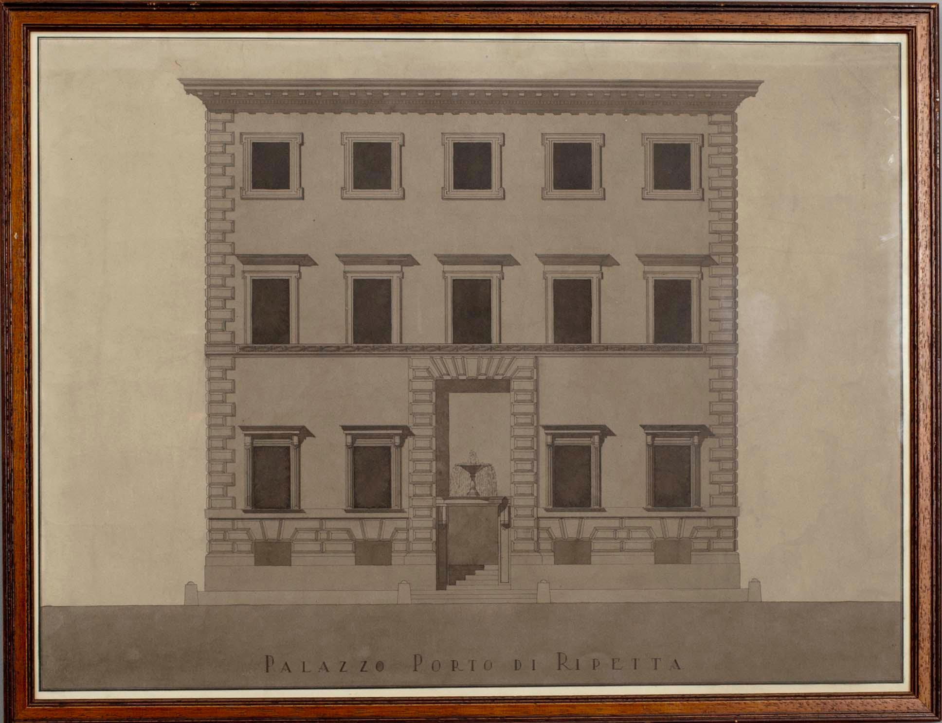 1800-LUKU/TAL TUNTEMATON/OKÄND, PALAZZO PORTO DI RIPETTA, tusch.
