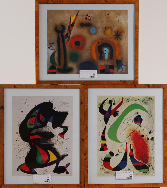 MIRO, JOAN, efter, 3 st, planscher.