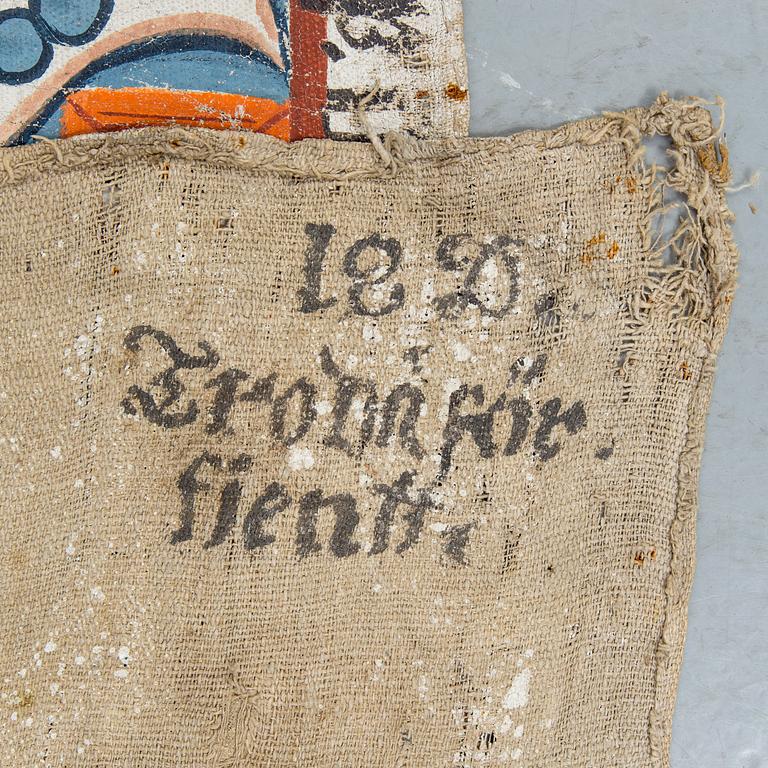 A folk art traditional wall painting from Småland/Halland first half of the 19th century.