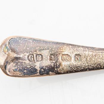 George Boot sockerskålar 1 par med skedar och tång silver Birmingham 1937.