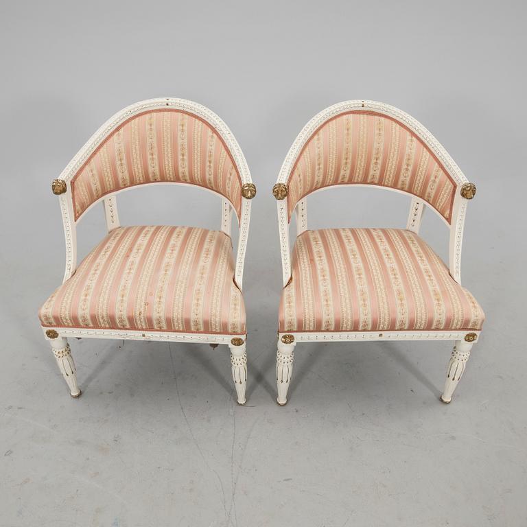 Baljfåtöljer 1 par, sengustaviansk stil 1900-talets första hälft.