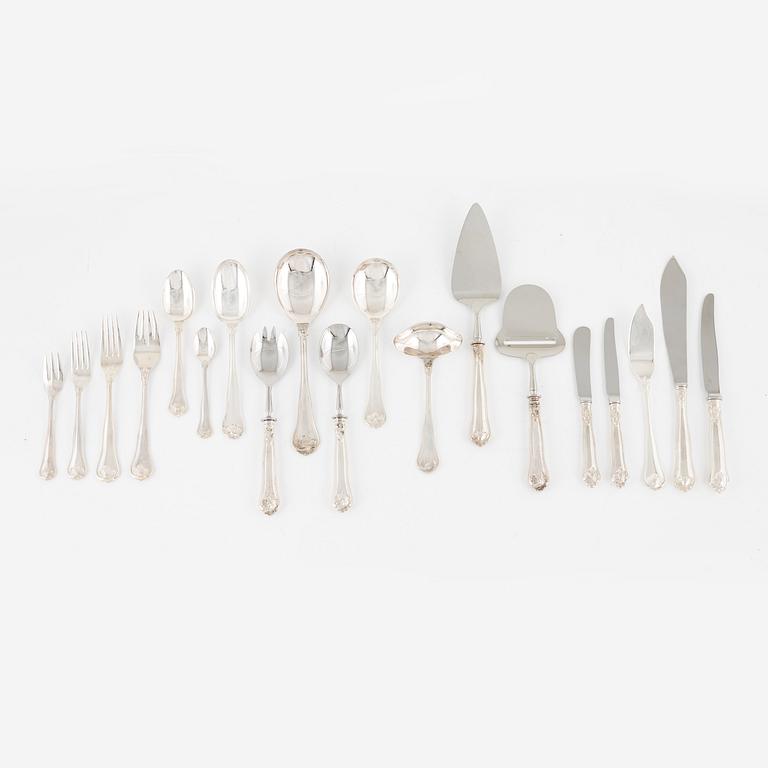 Bestickuppsättning, 139 delar, silver, modell "Sachsisk", Mema, Eskilstuna bl a 1997.