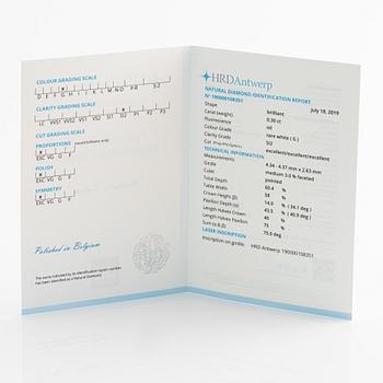 Earrings with brilliant-cut diamonds accompanied by an HRD report.