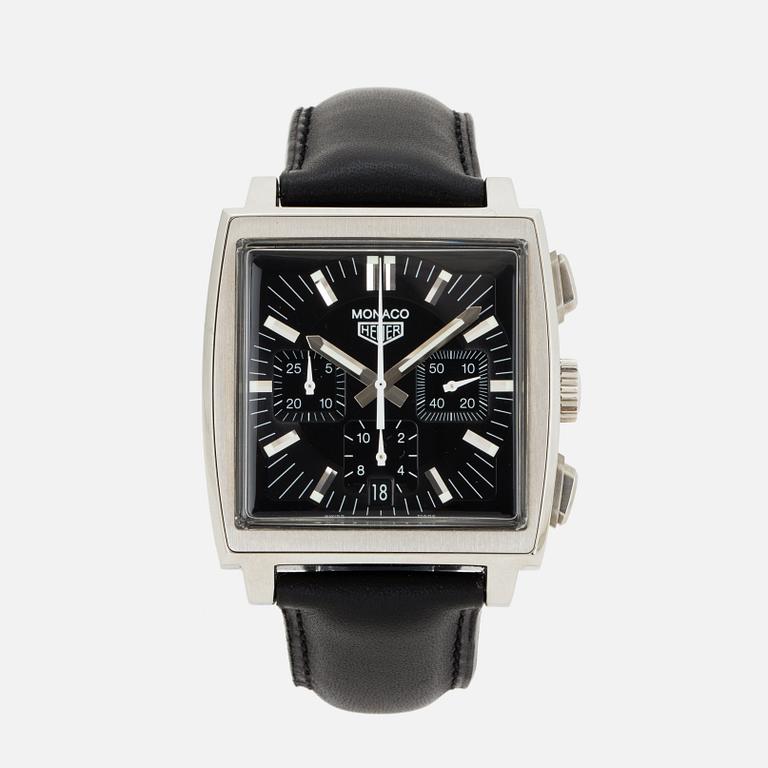 HEUER, Monaco, chronograph, wristwatch, 38 x 38 (46,5) mm.