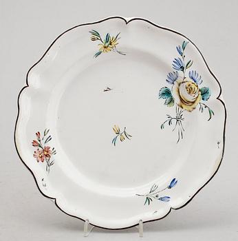 TALLRIK, fajans, Marieberg, J.E. Ehrenreichs tid, 1758-1766.