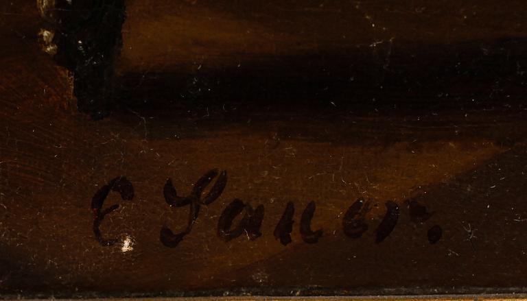 OKÄND KONSTNÄR, olja på duk, signerad E. Sauer, 1800-tal.