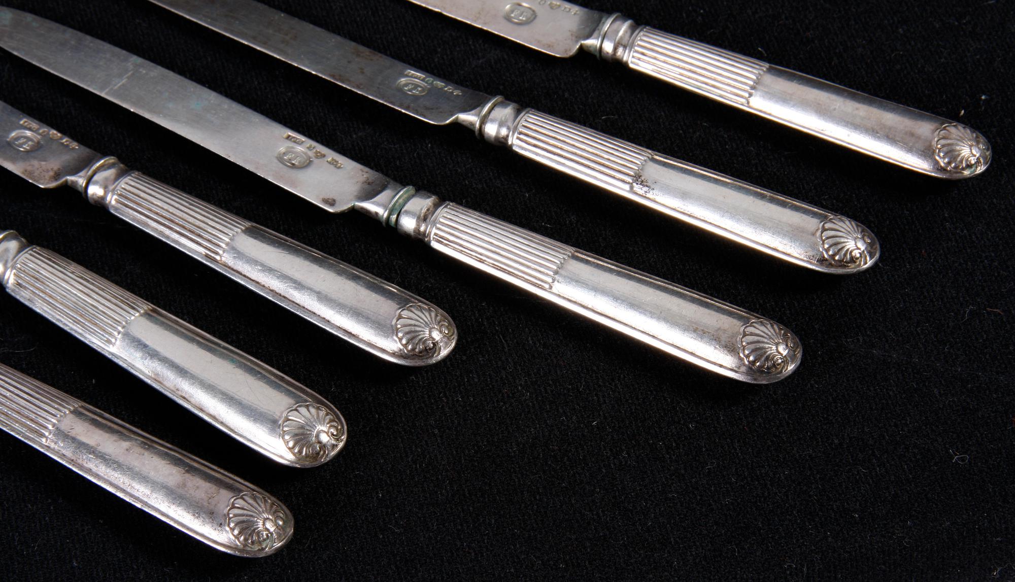 FRUKTKNIVAR, 6 st. Silver, dat. 1834.