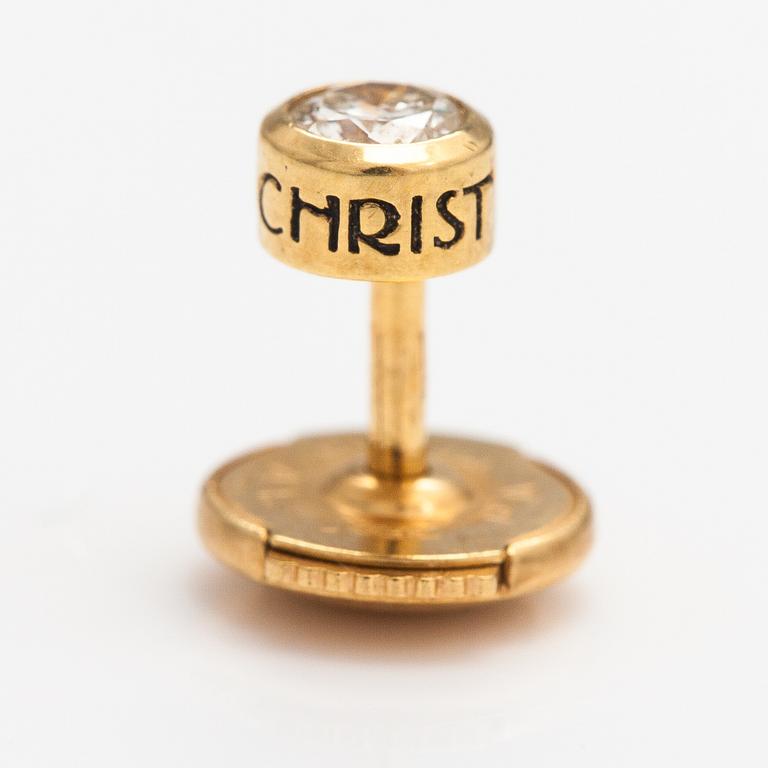 Korvakoru, 1 kpl, 18K kultaa, timantti n. 0.17 ct. Christ, Saksa.