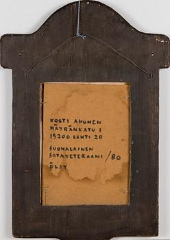 KOSTI AHONEN, oil on board, wooden relief, signed and dated -80.