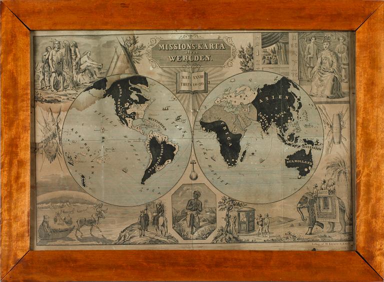 KARTA, litografi, M Körner i Lund, 1900-talets första hälft.