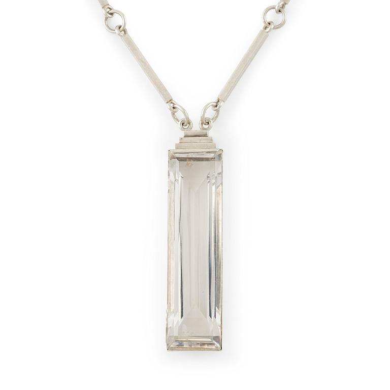 Wiwen Nilsson, a necklace, silver with step-cut rock crystal, Lund 1943.
