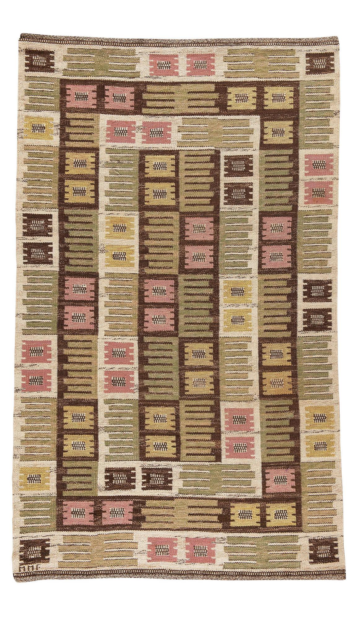 Märta Måås-Fjetterström, matta, "Nyponblomman", rölakan, ca 265 x 159 cm, signerad AB MMF.
