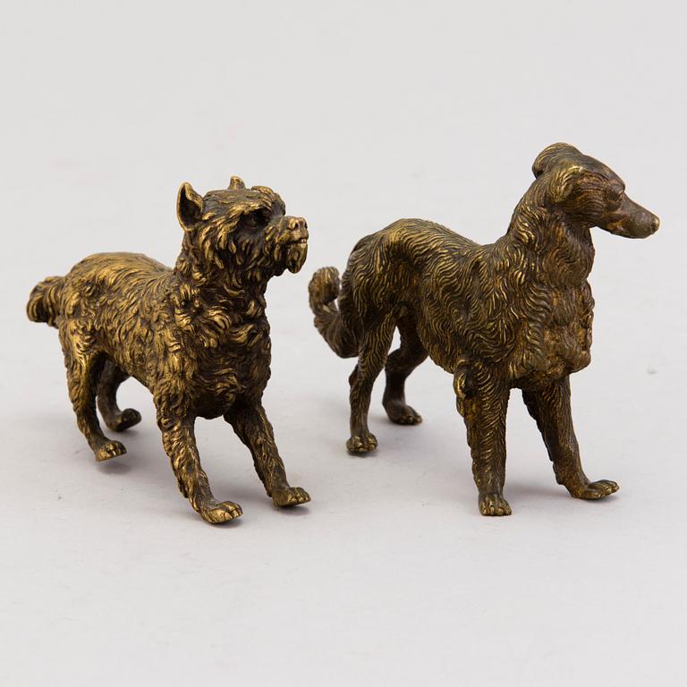 Two late 19th Century Russian bronze dog figurines.