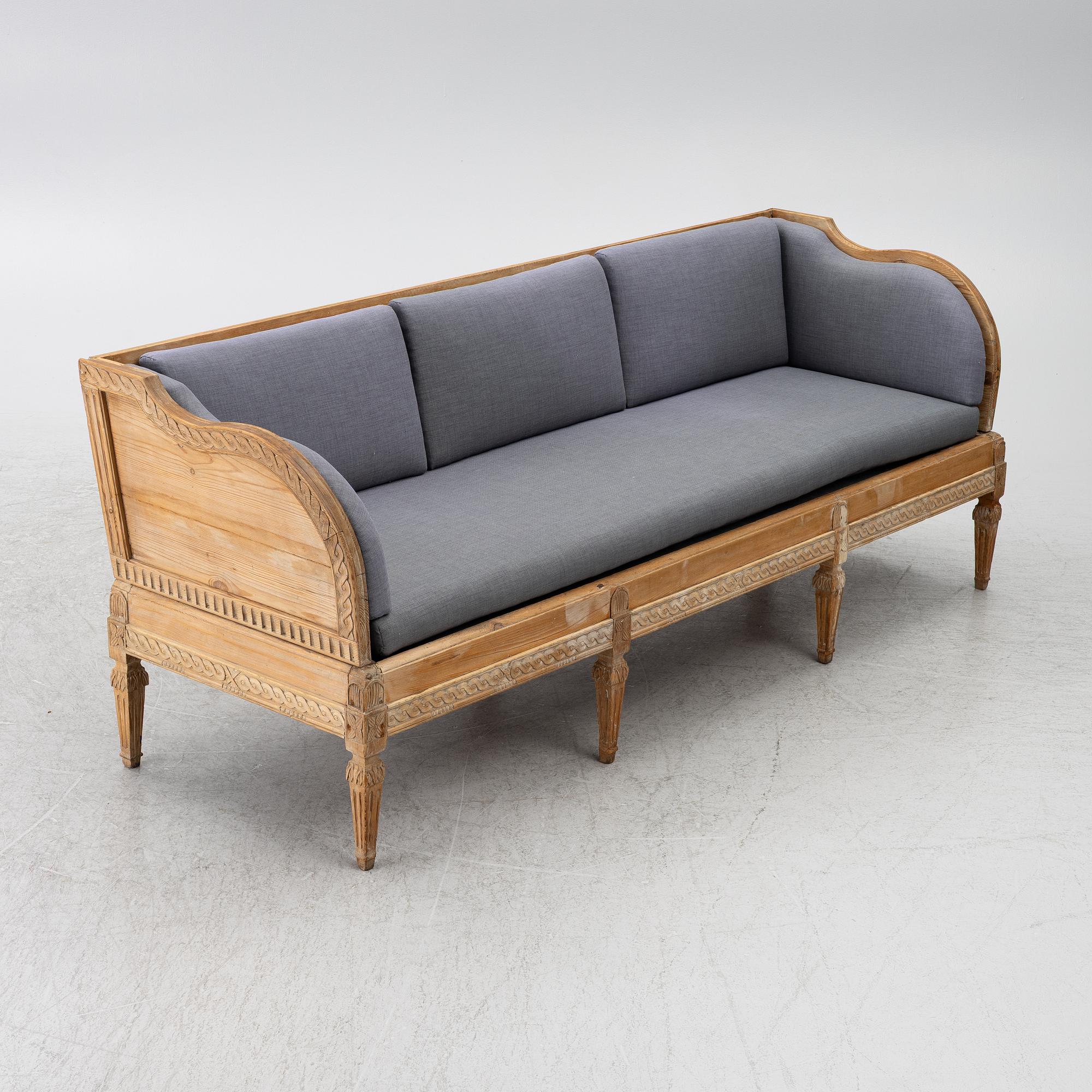 A Gustavian sofa, late 18th Century.