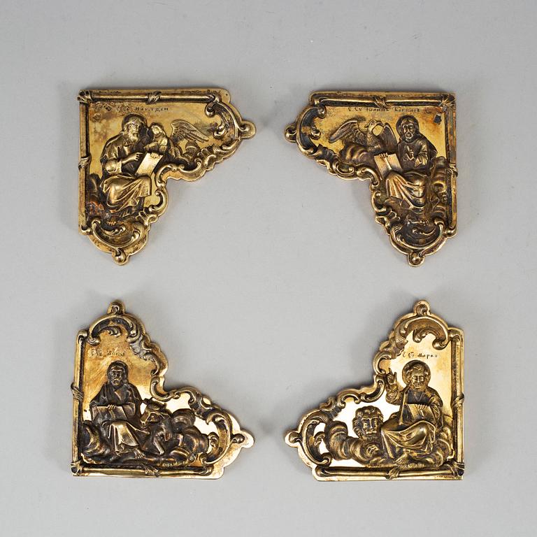 Russian silver-gilt mounts from bible, mark of Dmitrij Andrejew, St Petersburg 1835-1860.
