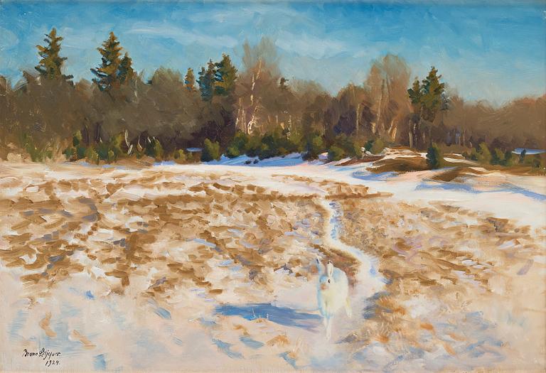 Bruno Liljefors, Winterlandscape with hare.