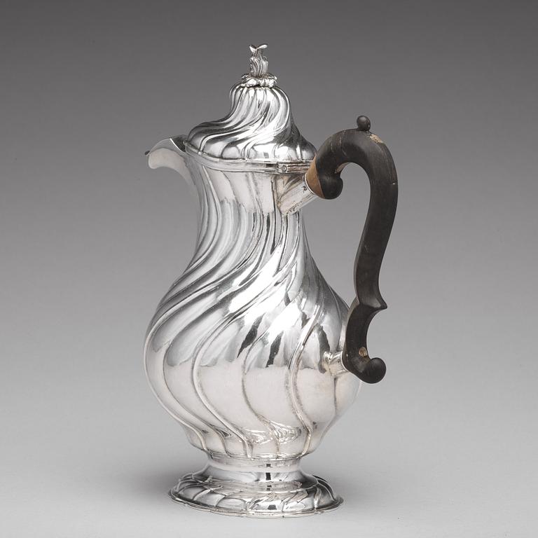 Johan Wennerwall, Göteborg 1756, kaffekanna, silver, rokoko.