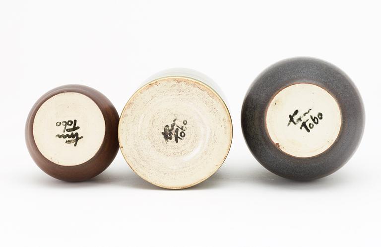 Three Erich and Ingrid Triller stoneware vases, Tobo.