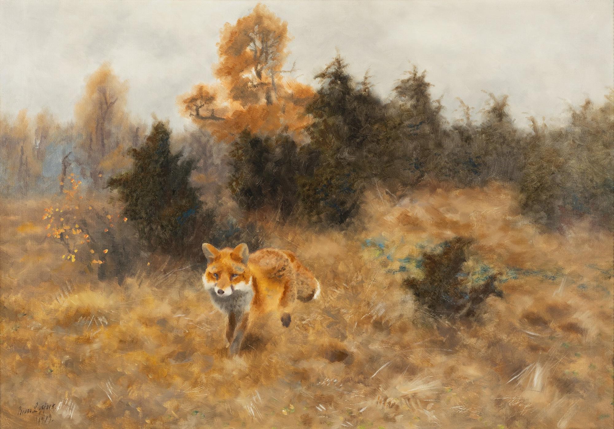 Bruno Liljefors, Fox in an autumn landscape.