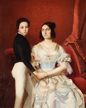 496. Fransk Skola, Mor och son, dubbelporträtt.