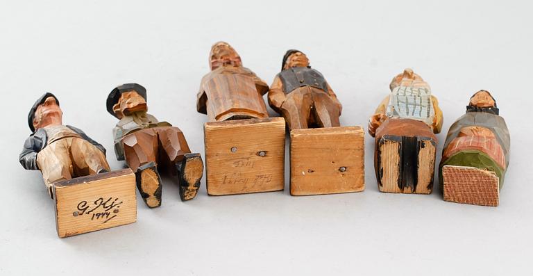 FIGURER, 6 st, trä, bl a Carl-Olof Trygg, 1900-talets första hälft.