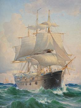 Ludvig Richarde, The steam corvette "Freja" in a lateral view.