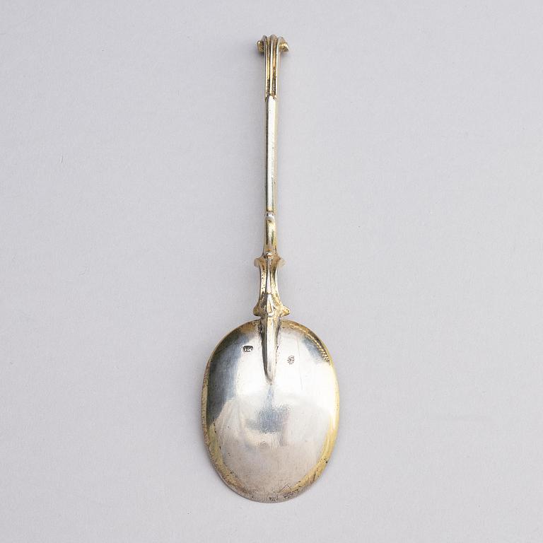 A parcel-gilt silver spoon, probably by Hopfer Mang, Augsburg (active 1644-1694).