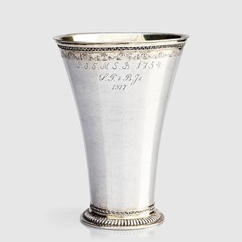 184. A Swedish 18th century parcel-gilt silver beaker, mark of Martin Bernström, Härnösand (active 1742-1779 (1782)).
