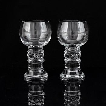 A set of 14 glass goblets, 20th century.