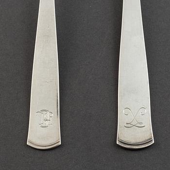 Jacob Ängman, a set of 12+6 silver spoons, GAB.