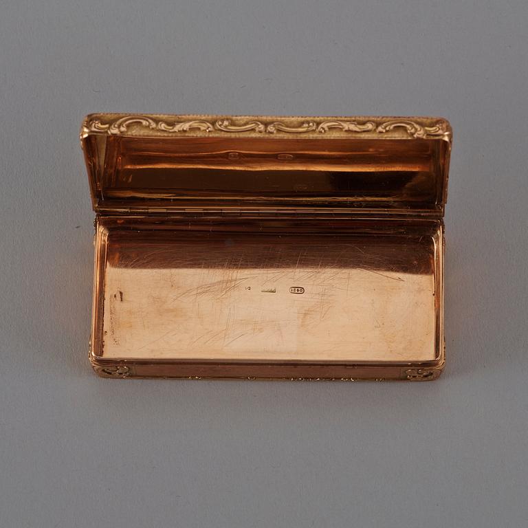 An Austrian 19th century gold snuff-box, marked 1840.