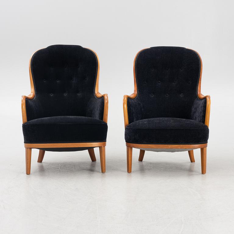 Carl Malmsten, a pair of 'Advokaten' armchairs, second half of the 20th Century.
